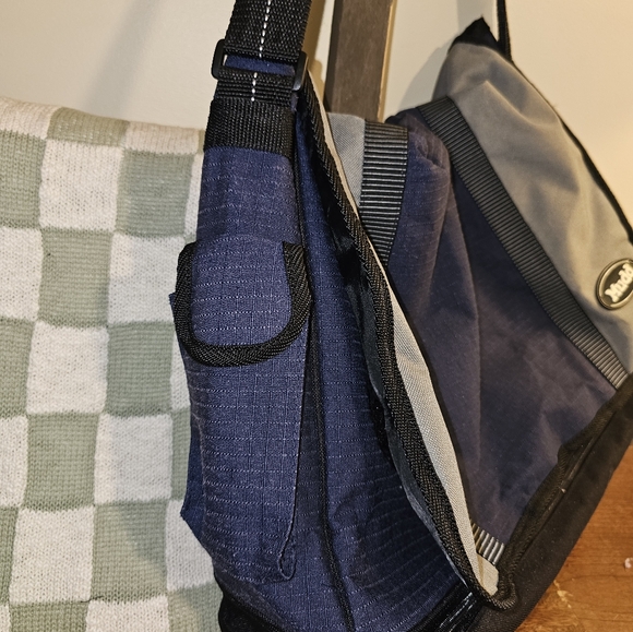 Vintage Mudd Blue Messenger Bag Laptop School Tote Y2k College Carrier 18x7x13 - Picture 9 of 11